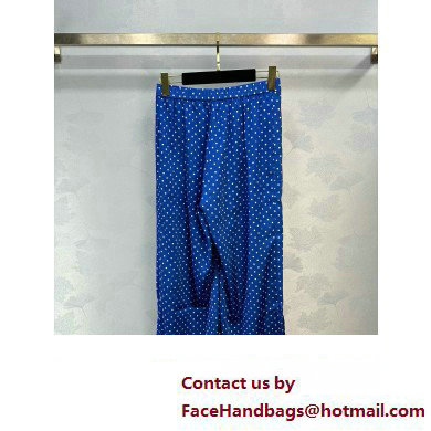 chanel Printed Silk Twill Blue  &  White PANTS P76723 2024